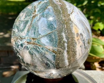 11LB Onyx sphere Crystal ball large crystal orb ocean jasper ore