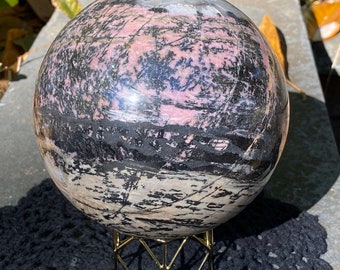 Rhodonite Sphere Crystal ball giant huge rare pink red Peach Blossom orb