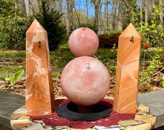 XL RoseQuartz Orbs or Jasper Towers - The Waves of Perception collection, Choose your exact stone