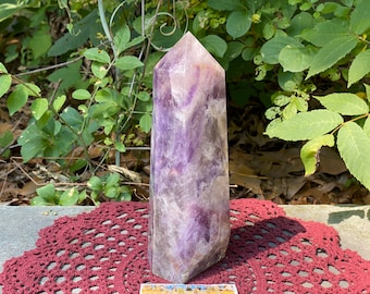 Amethyst tower 9.5” Purple white point wand obelisk 4LB