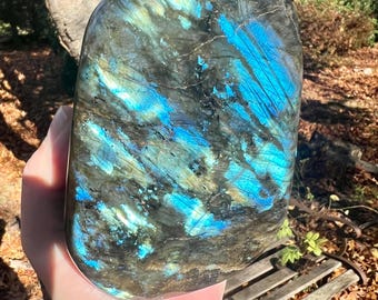 Labradorite blue standing stone Blue silver flash