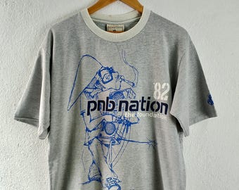 90s PNB tシャツ レア一点物 ビッグサイズ デカロゴ ブリーチ Y2K Vintage PNB Nation T-shirt Large - Etsy