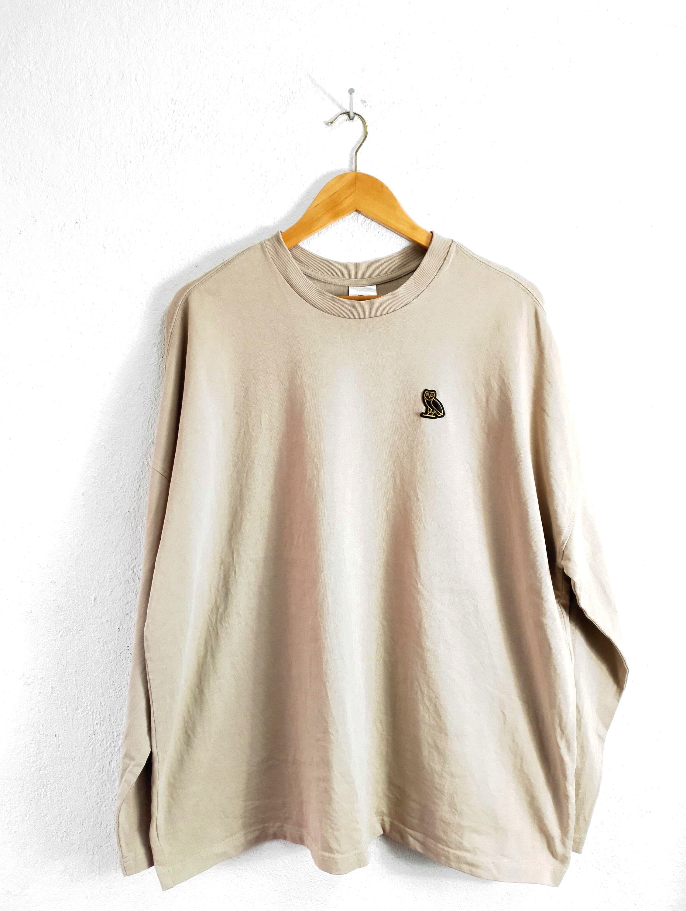 ovo dress shirt October's Very Own Shirt Mens XL Tan Vented Fishing Button Up Owl Patch OVO