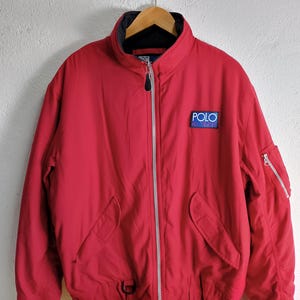 Vintage Polo Hi Tech Fleece Jacket Red Blue Ralph Lauren