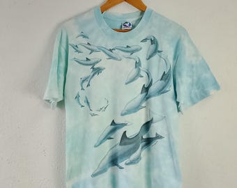 Vintage liquid blue dolphin t-shirt Large
