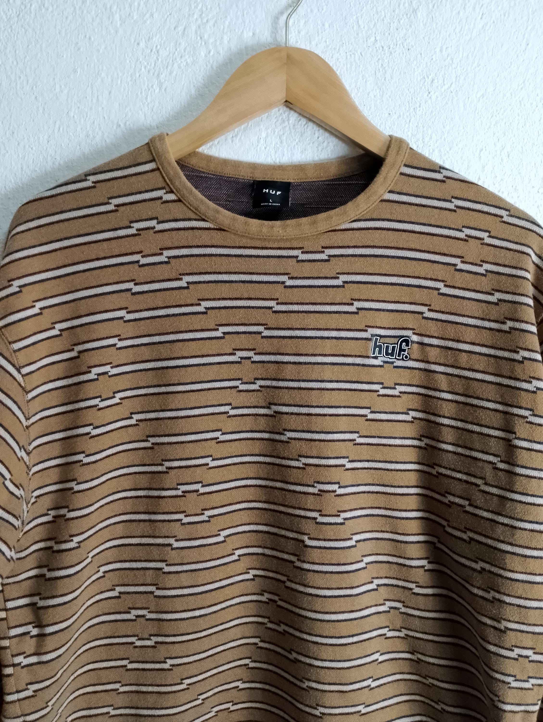 Huf Striped Crewneck Sweatshirt M/L - Etsy