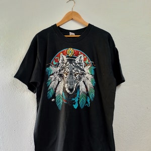 Vintage American Indian Wolf t-shirt XL