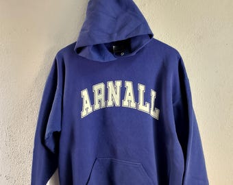 Vintage 1990s Russell Athletics Fill Zip Blank Navy Hoodie