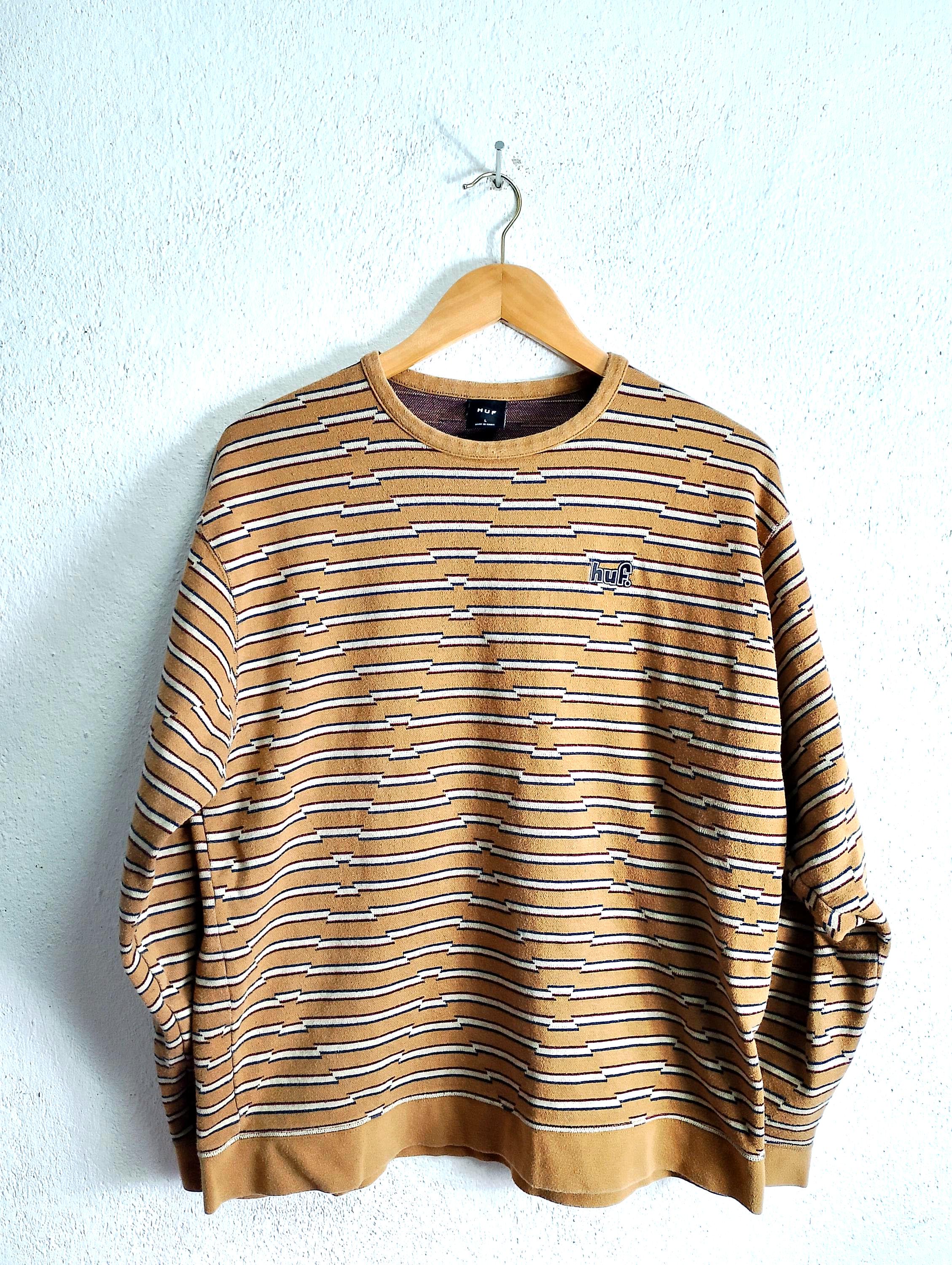 Huf Striped Crewneck Sweatshirt M/L - Etsy