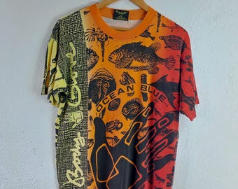 T-shirt de surf à imprimé gant de toilette vintage 1993 Large