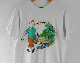 Maglietta vintage "L'avventura di Tin Tin e il fumetto innevato" Large