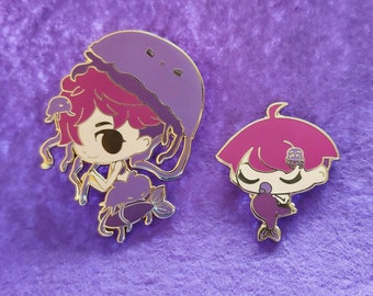 Jellyfish Queen and Baby enamel pins