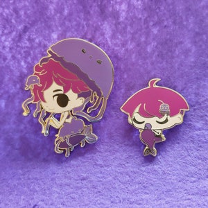 Jellyfish Queen and Baby enamel pins
