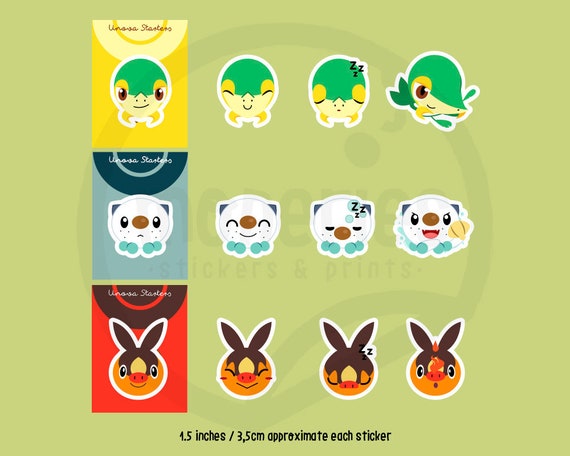 Unova Starters Die Cut Emoji Stickers 4 Die Cut Each Pack 