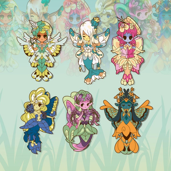 River Mermaids fairies enamel pins