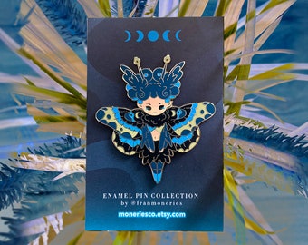 Moth Girl Magical Forest Fairies fantasy enamel pin