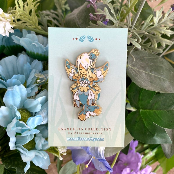 Poppy fairy mermaid enamel pins