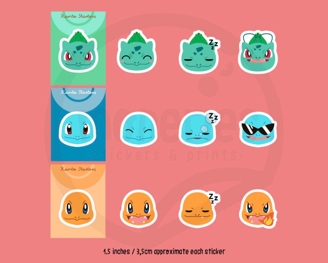 Unova Starters Die Cut Emoji Stickers 4 Die Cut Each Pack 