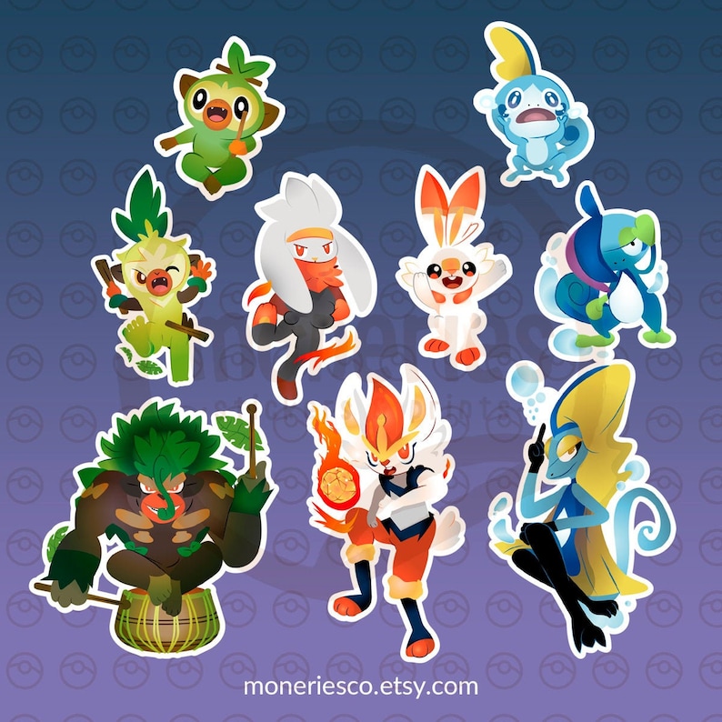 Galar Starters Fan Art All Evolutions Stickers Die Cut Etsy UK