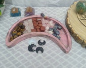 Rustic moon cresent crystal tray healing moon tray display tray crystal tray jewellery organiser wooden moon crystal display