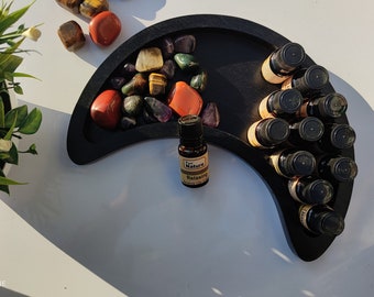 Wooden Tray for essential oil storage | Wooden Tray for Stones | Wooden Crystal Organizer | Wooden Moon Tray | Organizer for essentials oils