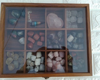 Wooden Rock Collection Box | Wooden Crystal Display | Mens Wooden Rock Collection Box | Wooden Crystal Display | Mens