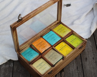 Personalize Tea bag organizer | wooden tea box and storage box | tea organizer | christmas / anniversary gift for men | grandpa gift