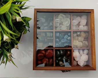 Rosewood Crystal Display Box | Healing Stone Organizer