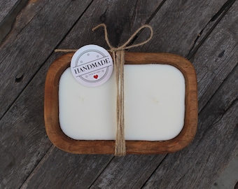 Wood Dough Bowl Soy Candle | Handcrafted Natural Wax | Perfect Gift for Home & Holidays(gift wrap and personalize message available )