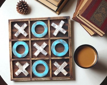 Wooden Tic Tac Toe Game | Farmhouse Decor, Family Fun (11 inch Square)