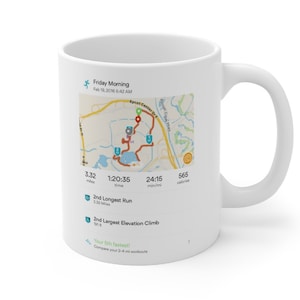 Runkeeper App Karte Kaffeetasse, Benutzerdefinierte Lauf-Teetasse, personalisiertes Radfahren Beste Geschenkidee, Marathon Route Becher, Coole Workout Tasse, Sport Liebhaber