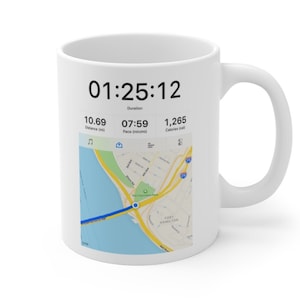Tasse à café Runtasic Map, tasse à thé personnalisée Adidas Running App, idée cadeau de cyclisme personnalisée, tasse Marathon Route, tasse d’entraînement, amateur de sport