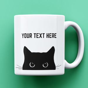 面白い黒猫マグカップ、パーソナライズされたテキストマグカップ、皮肉な黒猫マグカップ、カスタムテキストカップ、黒猫ファンギフト、猫好きへのプレゼント、独自のテキストマグカップ