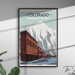 Colorado Vintage Travel Poster, Retro Style Travel Prints, American Landmarks Old Art, US States Aesthetic Wall Decor, National Landscapes
