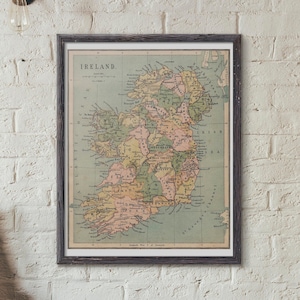 Irland Alte Karte, Vintage Irische Karte, Retro Kartographie Poster, Antike Republik Irland Druck, Modernes altes Dekor, Mid Victorian Age