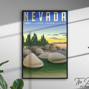 Nevada Vintage Travel Poster, Retro Style Travel Print, US States Rustic Wall Art, Landmarks Aesthetic Decor, Boho Vibrant Graphic Artwork