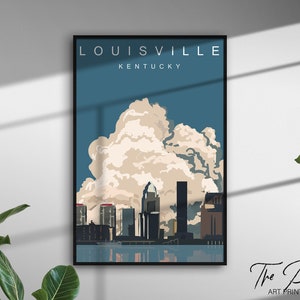 Louisville Vintage Travel Poster, City Retro Travel Print, Kentucky Rustic Wall Art, US Aesthetic Home Decor, Modern Vibrant Graphic Prints