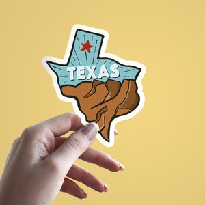 Texas Travel Sticker, Texas Map Logo, Adventure Sticker, Laptop Großer Aufkleber, Gepäck Sticker, Großer Vintage Kiss Cut Sticker Vinyl