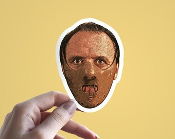 Hannibal Lecter Sticker, Silence of Lambs, Horror Thriller Inspired, Hannibal Mask Art, Anthony Hopkins, Movie Fan, Scary Kiss Cut Sticker