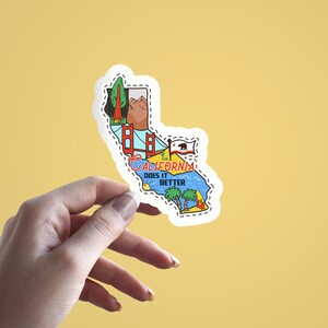 California Travel Sticker, Does It Better, Adventure Badge Decal, Laptop Sticker, Luggage Sticker, Vintage Sticker, Car Sticker, Kiss Cut