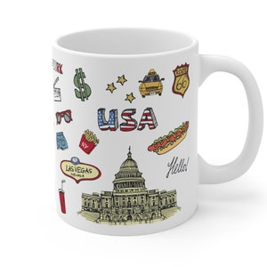 USA Reisebecher, New York Teetasse, Amerika Urlaub Souvenir, US Sehenswürdigkeiten, Brooklyn, Touristenbecher, Traveller Geschenk, Sommerurlaub Geschenk