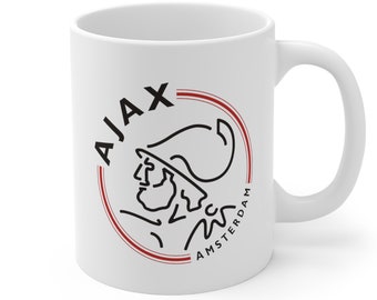 AFC Ajax Fan Coffee Mug, Amsterdamsche Football Club Logo Tea Cup, Eredivisie Soccer Team Gift, Greek Hero Art, Nederlands Voetbal Souvenir