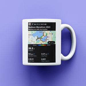 Mug carte Garmin, mug coureur, activité sportive de course personnalisée, coupe marathon personnalisée, cadeau fan de randonnée, cadeau cyclisme, cadeau sympa pour les coureurs