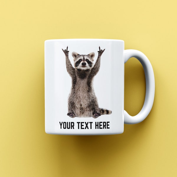 Funny Raccoon Coffee Mug, Raccoon Rock Star Tea Cup, Customized Raccoon Mug, Personalized Raccoon Gift, Raccoon Fan Gift, Raccoon Rock Roll