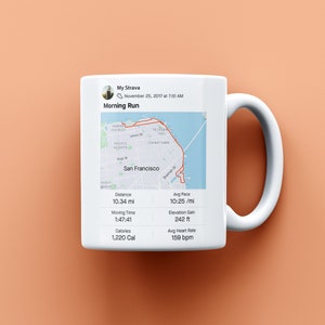 Mug carte Strava, cadeau mug coureur, activité sportive de course personnalisée, tasse à thé marathon personnalisée, totaux de randonnée, cadeau itinéraire cycliste image 4