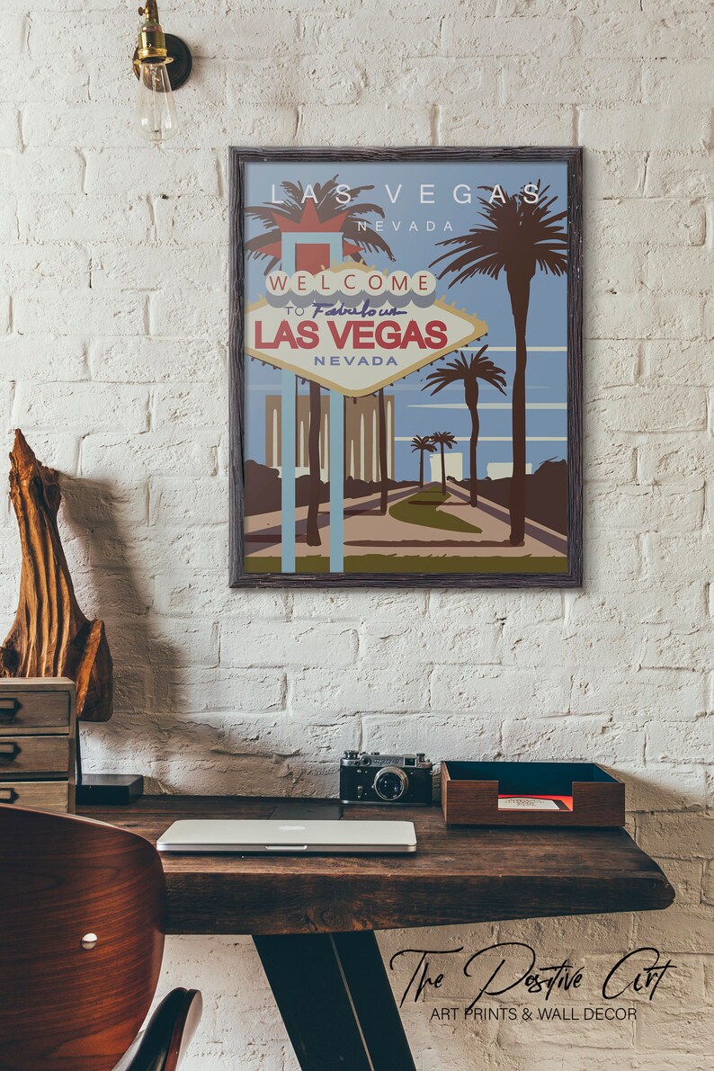 Las Vegas Vintage Travel Poster City Retro Travel Print Etsy