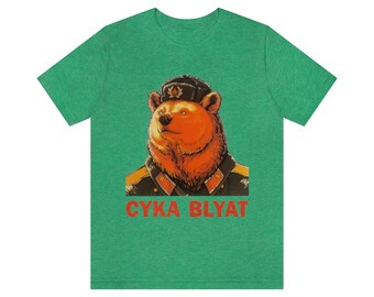 Cyka Blyat Funny Unisex T-shirt, Russian Comrade Art Men T Shirt, Red Bear  Print Women Shirt, Cool Soviet Commander Tee, Rude Russian Slang 