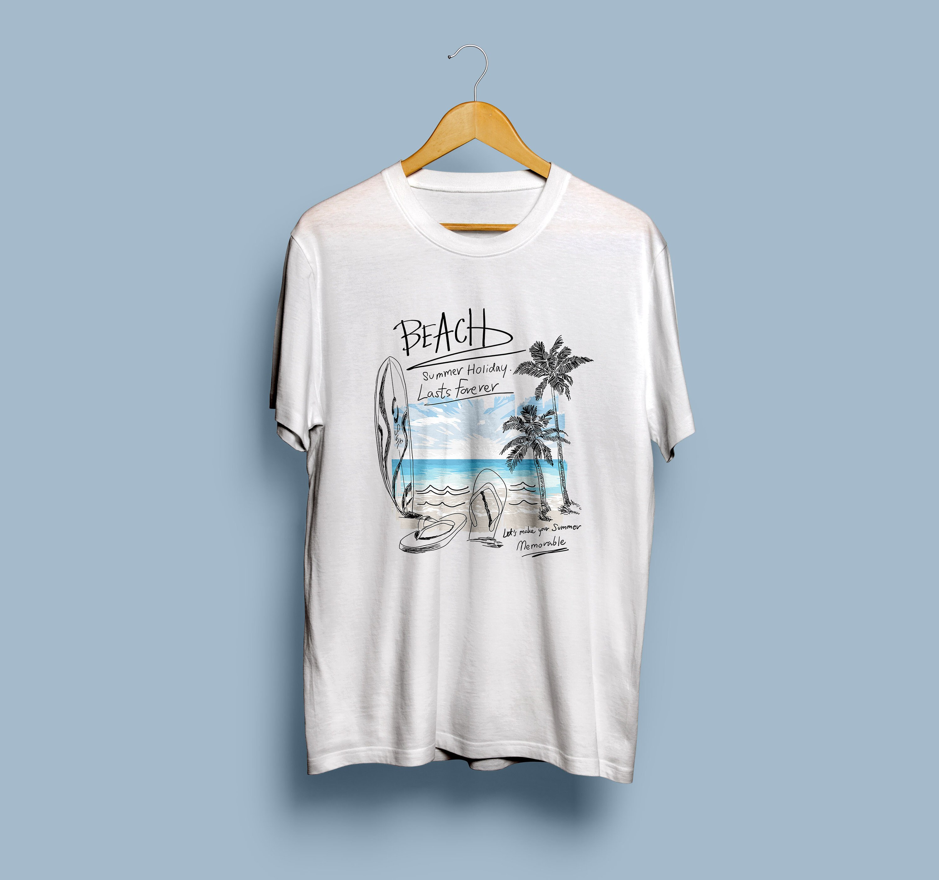 Beach Minimalist Unisex T-shirt, Summer Holiday Art Men