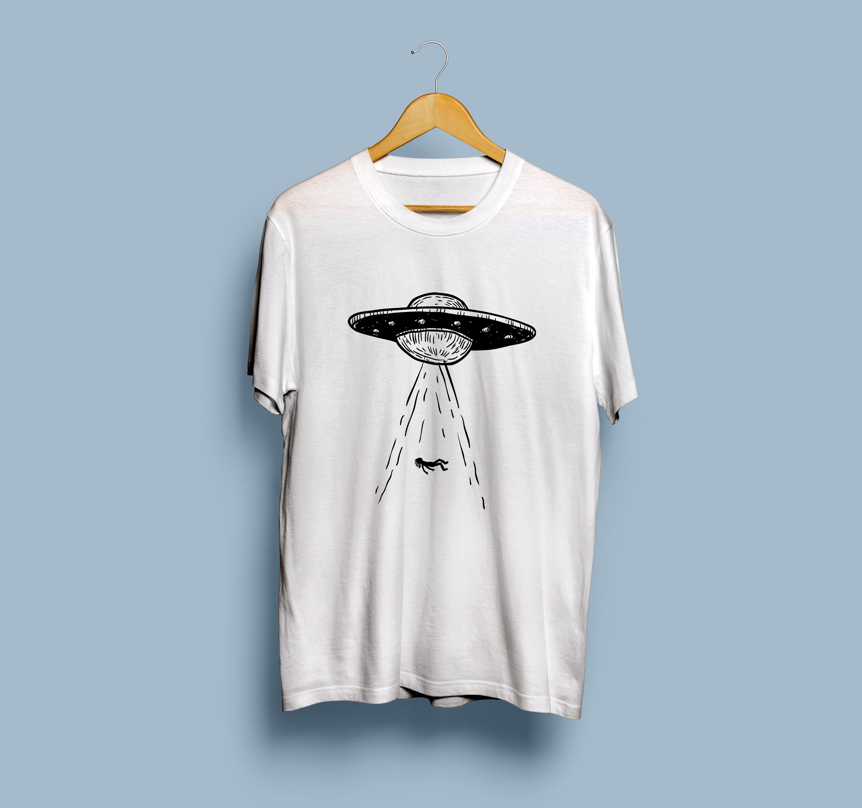 Flying Saucer Unisex TShirt Hand Drawing UFO Men Tshirt Etsy