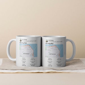 Mug carte Strava, cadeau mug coureur, activité sportive de course personnalisée, tasse à thé marathon personnalisée, totaux de randonnée, cadeau itinéraire cycliste image 6